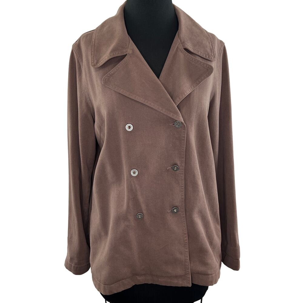 VINTAGE Adriano Goldschmied A Gold E Brown Tencel Cotton Coat Jacket Small S USA